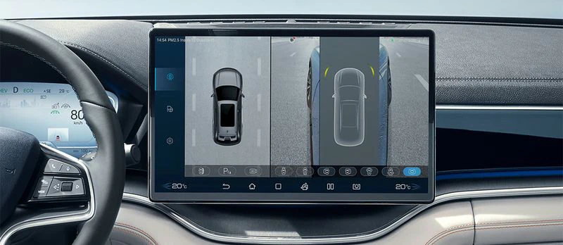 byd song plus premium tem mais segurança com a vista panorâmica de outros carros e do entorno com câmera 360°